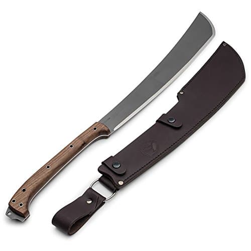 28 inch Clearance Machete with Double Grip Hardwood Handle and Leather Case