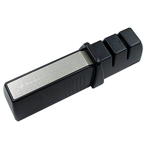 Knife Sharpener, NPYPQ 2-Stage Professional Manual Kitchen Diamond Stone Knife Sharpening System Tool for Straight and Serrated Ceramic Chef Knives and Scissors - Silicone Anti-Slip Base - Black