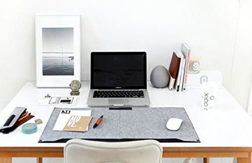 OLSR Felt Extended Gaming Mouse pad Multifunctional Office Desk Mat , 2 Layers contain Paper package and Pen Pocket for Desktop Laptop Macbook (GREY)