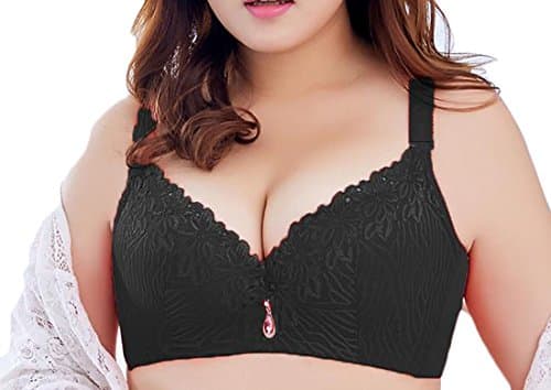 ARRIVE GUIDE Womens Full-Figure Push Up Lace Bralette Thin Underwire Bra Black 50E