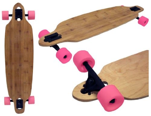 BAMBOO DROP THROUGH THRU LONGBOARD SKATEBOARD COMPLETE 70mm PINK WHEELS