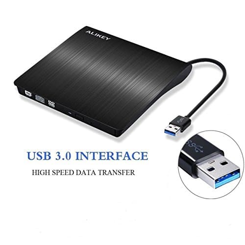 External DVD Drive,Lastest USB 3.0 Slim Portable CD/DVD-RW Rewriter Burner Drive for Laptop Notebook PC Desktop Computer Support Windows/ Vista/7/8.1/10, Mac OSX (Black)