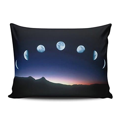 ZeDae Pillowcase Personalized Moon Phase Unique Fashion Diy Image Cushion Pillowcases Beauty Home Decorative Throw Pillow Covers Cases Boudoir 12x20 Inches One Sided