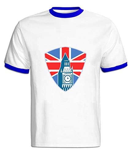Adj La Tour Eiffel Union Jack Shield T Shirts for Mens XL blue