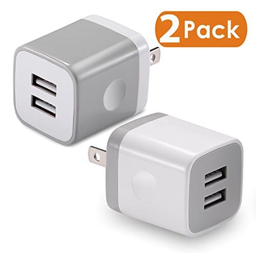 USB Wall Charger, BEST4ONE 2-Pack 2.1A/5V Dual Port USB Plug Power Adapter Charging Cube for iPhone X 8/7/6 Plus SE/5S/4S,iPad, iPod, Samsung, Android Phone