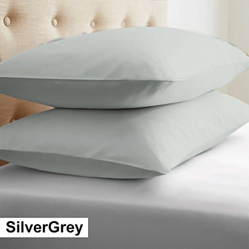 500 Thread Count 100% Egyptian Cotton 2 Pcs Euro Shams Solid Pattern Pillow Case(26 x 26 Inch (66cm x 66cm), Silver Grey)