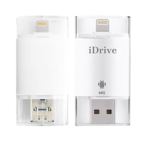 Micro USB + Lightning USB Flash Drive, HD Memory Stick for iPhone 5/5C/5S/6/6Plus/7 and Android for Adding Extra Storage to Save More Image & Video (64GB)