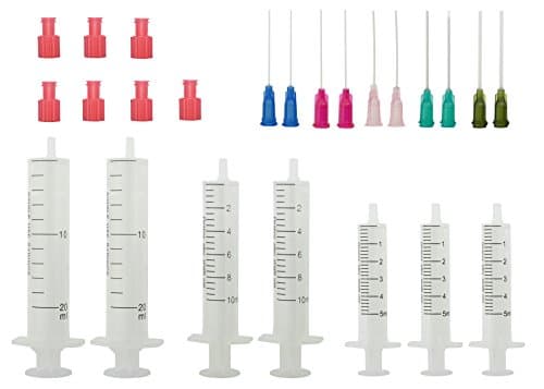 All-Plastic Syringe with Plastic Blunt Needles and Storage Cap - Plastic Plungers - No Rubber - No Lubricant