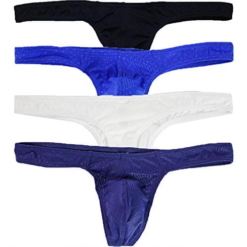 GuangmingXi Men's Thong Underwear G-String Panties Basic Mini Tanga Briefs 4 Pack