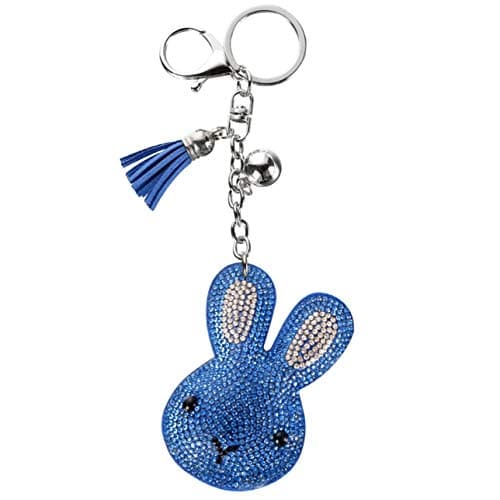 1 Set Crystal Silver Rabbit Leather Tassel Keychains DIY Pendants Girls Keys Hooks Strap Key Fob Sumptuous Popular Pocket Bag Car Keyring