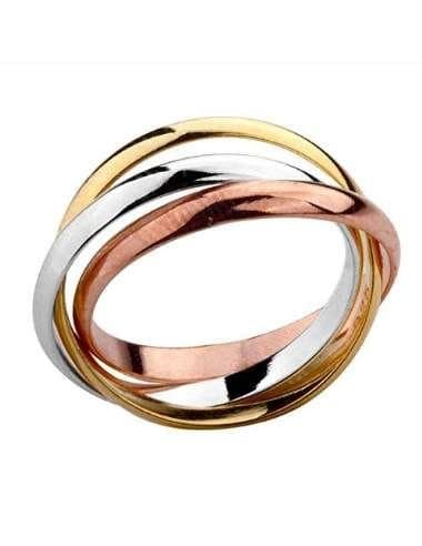 Silver Plated Gold & Bronze Size N 1/2 (UK) 7 (US) Triple Interwoven Ring