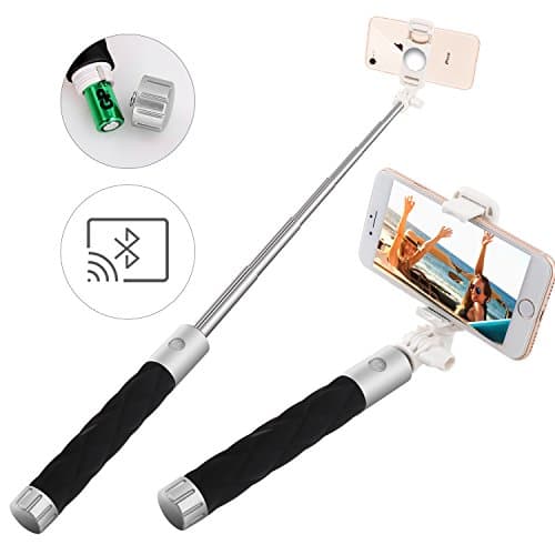 Selfie Stick, Aessdcan Bluetooth Selfie Stick, Mini Selfie Stick Compatible with iPhone Xs/Max/Xr, X, 8/8P, 7/7P, 6/6S, 5/5S, Samsung Galaxy S8, S7, S6, S5, LG G5 and More, Black