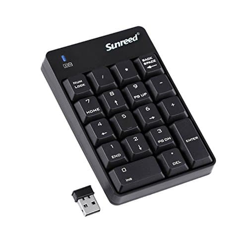 Sunreed Numeric Keypad, 18 Key 2.4G Wireless Mini USB Number Pad Keyboard for Laptop PC Desktop Computer Compatible with Windows and OS