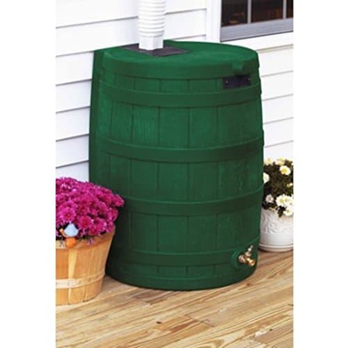 Green Flat Back Design 40 Gallon Rain Water Barrel