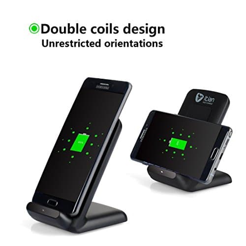 Fast Wireless Charger,Itian 2 Coils QI Wireless Charging Pad Stand A18F for Samsung Note8 S8 S8+ S7 S7 Edge Note 5 S6 Edge +,Regular Charging for iPhone 8/8 Plus, iPhone X, S6 S6 Edge(No AC Adapter)
