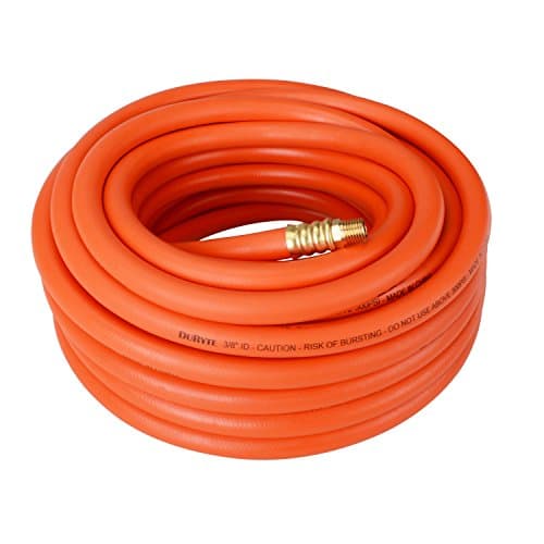 DuRyte Pro 300 PSI Rubber Air Hose - 3/8-Inch by 50-Feet, 1/4-Inch MNPT Brass Ends