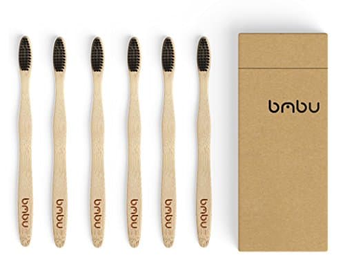 Bamboo Toothbrush Multi-Pack Made with Activated Charcoal Infused Bristles (Medium / Soft) - Natural, BPA Free, Eco-Friendly, Sustainably Grown Toothbrushes in Recycled Biodegradable Packaging -6 Pack