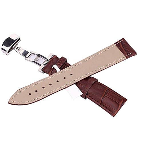 Supplylink Butterfly Deployant Clasp Buckle Leather Watch Band Strap 18mm