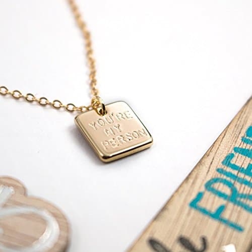 Petite BoutiqueA Square Message necklace- Personalized gift Dainty Bar Hand stamped or Diamond Engraving Plate Delicate Initial Charms Necklace HandStamp bridesmaid and Wedding gift Custom Gift Best Graduation
