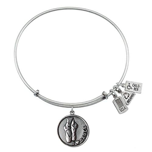 Wind and Fire I Love Dance Silvertone Medal Charm Bangle