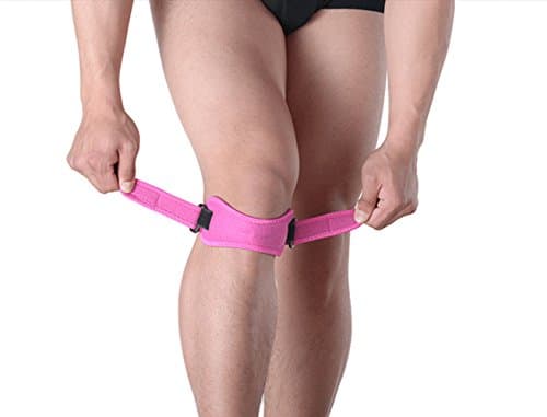Adjustable Running Patella Knee Strap Compression Support For Youth Best Specialized Bike Hike Jogging Mountaineering Fishing Jumping Gym Fitness Soccer Basketball Baseball Tennis Exercise (Rose)