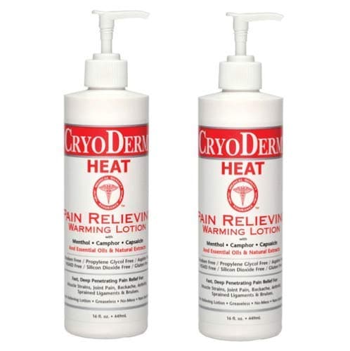 Cryoderm Heat Pain Relieving Lotion 16 oz 2 Pack 32 oz Total