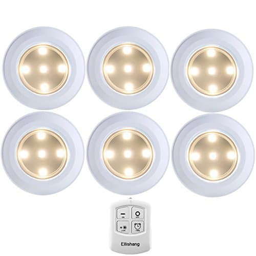 Puck Lights with Remote Control, Ellishang 6 Pack LED Tap Lights Battery-powered Wireless Night Lights Kitchen Under Cabinet Lighting,Stick on Push Lights for Closets,Pantries-Warmwhite