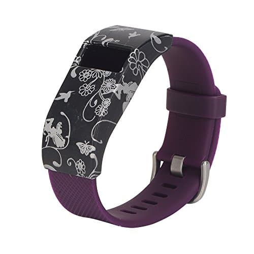 YoYaFe Band Cover for Fitbit Charge/Fitbit Charge HR Case Cover Slim Designer Sleeve Protector accessories (Black Flower)