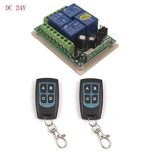 24V 4CH Remote Control Switch 315/433MHz Multi Remote Switch Waterproof Control Transmitter Receiver Momentary Toggle Switches RF Relay Module 24V 4 Channel Remote Control (2X Control 433MHz)