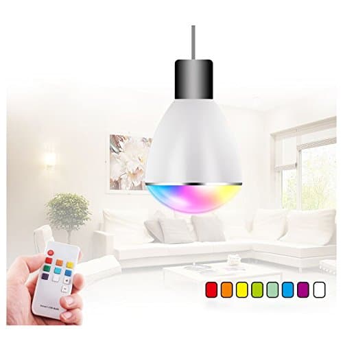 RCLITE AC 100-240V E27 6W RGB LED Light Colorful Bulb Lamp with IR Remote Controller for Home Decoration Bar Party /KTV Mood Ambiance Lighting