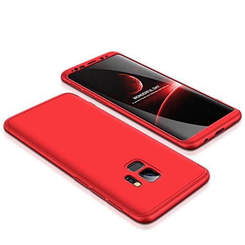 Galaxy S9 plus Case,Vercrown 3 in 1 Ultra Slim Hard PC Premium Case Hybrid Anti Fingerprint Scratches Soft Grip 360 Degree Full Body Protection Matte Surface Cover Case for Galaxy S9+/China Red