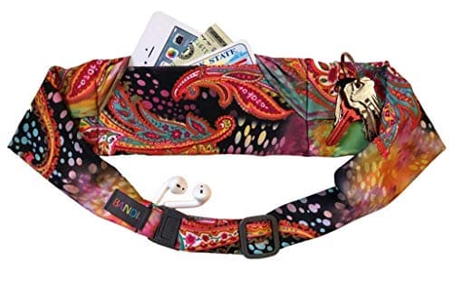 BANDI Unisex Secure Running Belt with Adjustable Straps, Classic Pocket (Exotic Paisley)