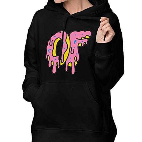Weiheiwec 9 Women's Odd Future of Donut Logo Pullover Hooded Sweatshirt with Pocket Black