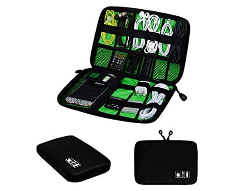 KIMSU Universal Cable Organizer Waterproof Electronics Accessories Case for Hard Disk,Charger,SD Cards,USB Cable Organizer Travel Organizer Cable Storage Bag (Black)