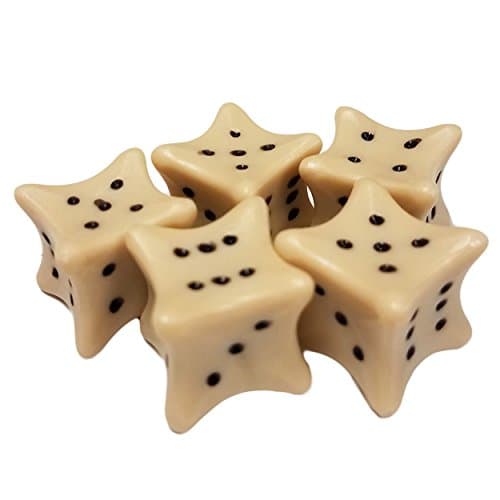 Azty Solutions Set of 5 Dice Bones Shapes Ivory and Black Color in Snow Organza Bag