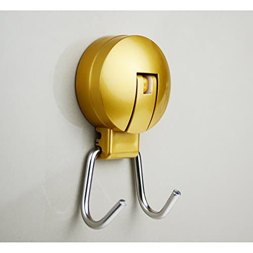 Vacuum Suction Cup Hook, Heavy Duty Utility Hanger, General Purpose Suction Cup Holder or Organizer for Razor, Towel, Bathrobe, for Bathroom Kitchen Car, Stainless Steel Hook for Shower, Gold Chrome