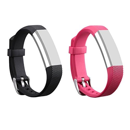 Fitbit Alta Band, BeneStellar Silicone Replacement Band for Fitbit Alta HR and Alta Band With Metal Clasp (Black&Red/#A, Small 5.5" - 6.7" wrist)