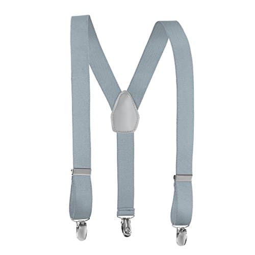 Rob Riverdale Kids and Baby Adjustable Elastic Solid Colors Children Suspenders (26 Inch (3yrs. - 9yrs.), Light Grey)