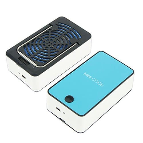 Micropromo Portable Lightweight USB Rechargeable Mini CooLi Handheld Cooler Air Conditioner Cooling Fan with Stand (Blue)