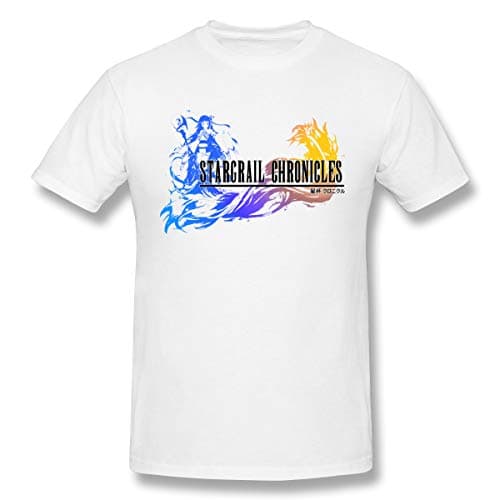 Caiondliil Men's Round Neck Shirt Basic Final Fantasy IV Logo Design Short Sleeve Shirts