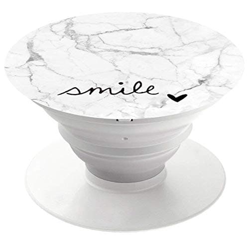 Phone Socket,Pop Grip for Phones and Tables Pack-white marble black smile heart white