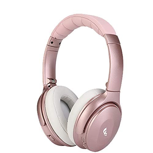 XINWU 801 Active Noise Cancelling Bluetooth Headphone w/Soft Protein Earmuff, High Stereo Surround Sound, Built-in Mic, Wired Mode, 20h Long Battery Life Foldable Light Weight Over Ear Design (Pink)
