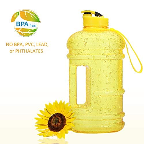 Vaupan Half Gallon Big Water Bottle, 2.2L/73OZ Large Leak Proof Sports Jug with Handle, Huge BPA Free PETG Plastic Wide Mouth Drinking Container Flask for Fitness Gym Biking Outdoor Travel