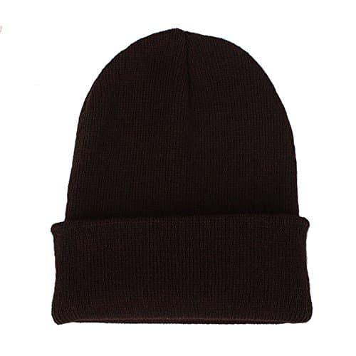 CANCA Unisex Cuff Warm Winter Hat Knit Plain Skull Beanie Toboggan Knit Hat/Cap (Dark Coffee)