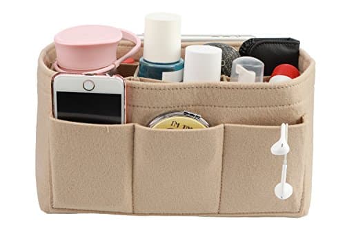 Felt Handbag Organizer ,Insert purse organizer 12 Poctects Structure Shaper Beige S