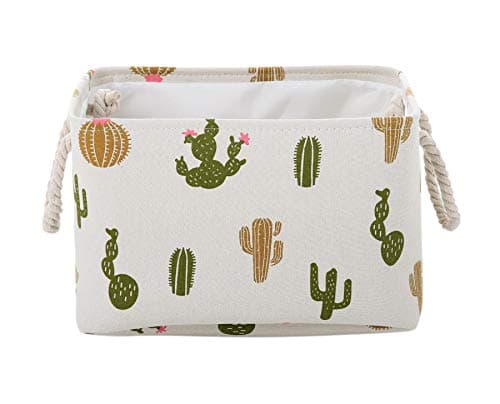 AOLIWEN Storage Bins Baskets Polyester Cotton Waterproof Fabric Storage Bins for Cloth Storage Bathroom Storage Baskets for Closet Storage,Toys Books Basket for Gifts 3 Size (Cactus, M:13.4'' L)