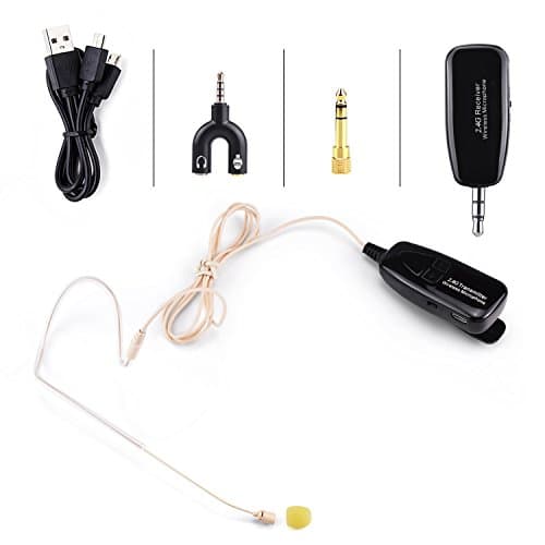 2.4G Wireless Headset Microphone 40m Stable Wireless Transmission, For Voice Amplifier, Smartphone iPad Camera Voice Recording, Out Speaker, Karaoke, PA System (headset recording microphone)