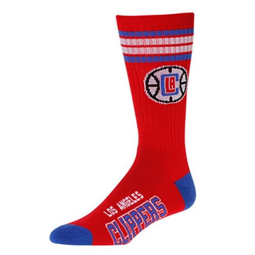 NBA 4 Stripe Deuce Socks - Men’s Large (fits 10-13) 10 Teams Available (Los Angeles Clippers)