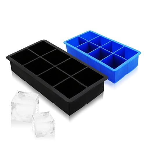 My Ice Mold | Set of 2 Jumbo-sized Ice Cube Mold (1.5-inch Blue and 2-inch Black) | Enjoy Your Cold Drinks Longer | Food Grade Temperature Resistant Silicone (-40 to 230 F) | Dishwasher Safe | 143.3