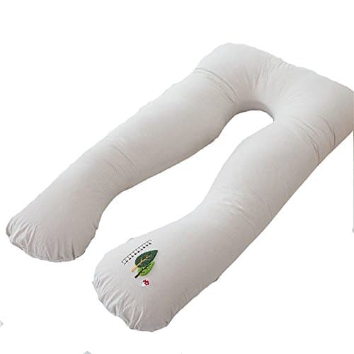 Comfort U Shape Body Support Pregnancy Maternity Pillow with 100% Washed Cotton Zipper Cover, Back and Belly Support, Idea for Side Sleeping (Light Grey)